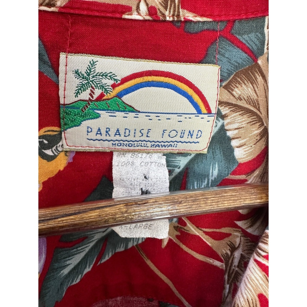 Paradise Found Hawaiian Button Shirt XL Red Parrot ASO Tom Selleck in Magnum PI - Picture 7 of 13